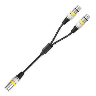 2055YMFF-05 XLR 3pin Male to Dual Female Audio Cable, Length: 50cm(Black+Yellow)