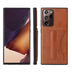 For Samsung Galaxy Note20 Fierre Shann Full Coverage Protective Leather Case with Holder & Card Slot(Brown)