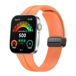 For Huawei Watch Fit3 Magnetic Folding Black Buckle Silicone Watch Band(Orange)