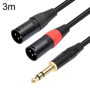 TC145YXK108RE-10 6.35mm 1/4 TRS Male to Dual XLR Male Audio Cable, Length:3m(Black)