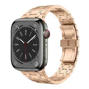 For Apple Watch Series 9 45mm PG94 Dual-link Modified Stainless Steel Watch Band(Rose Gold)