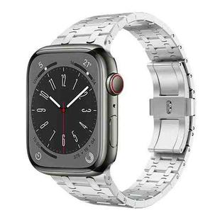 For Apple Watch Series 7 45mm PG94 Dual-link Modified Stainless Steel Watch Band(Silver)