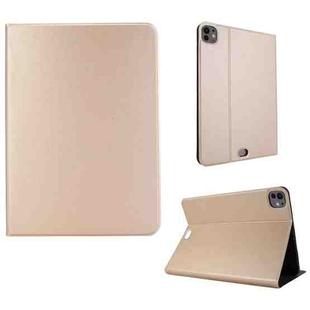 For iPad Pro 13 2024 Stretch Voltage Plain Leather Smart Tablet Case(Gold)