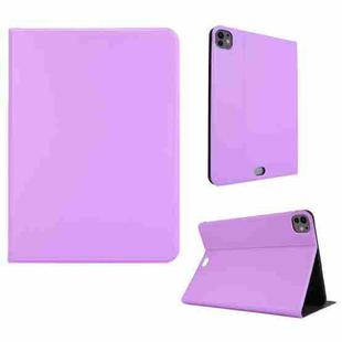 For iPad Pro 13 2024 Stretch Voltage Plain Leather Smart Tablet Case(Purple)