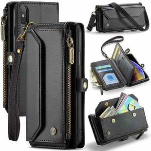 For iPhone XS / X CaseMe C36 Card Slots Zipper Wallet RFID Anti-theft Leather Phone Case(Black)