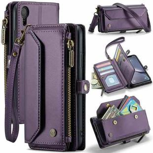 For iPhone XR CaseMe C36 Card Slots Zipper Wallet RFID Anti-theft Leather Phone Case(Purple)