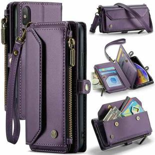 For iPhone XS Max CaseMe C36 Card Slots Zipper Wallet RFID Anti-theft Leather Phone Case(Purple)