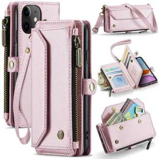 For iPhone 11 CaseMe C36 Card Slots Zipper Wallet RFID Anti-theft Leather Phone Case(Pink)