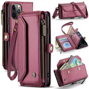 For iPhone 11 Pro CaseMe C36 Card Slots Zipper Wallet RFID Anti-theft Leather Phone Case(Wine Red)