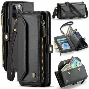 For iPhone 11 Pro Max CaseMe C36 Card Slots Zipper Wallet RFID Anti-theft Leather Phone Case(Black)