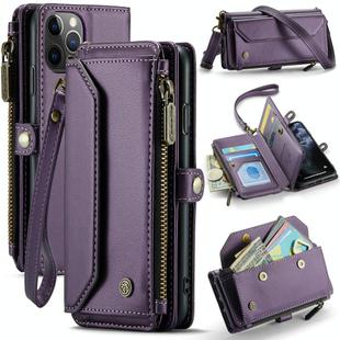 For iPhone 11 Pro Max CaseMe C36 Card Slots Zipper Wallet RFID Anti-theft Leather Phone Case(Purple)
