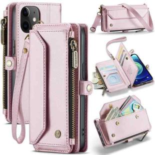 For iPhone 12 CaseMe C36 Card Slots Zipper Wallet RFID Anti-theft Leather Phone Case(Pink)