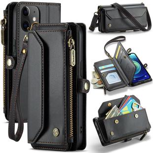 For iPhone 12 mini CaseMe C36 Card Slots Zipper Wallet RFID Anti-theft Leather Phone Case(Black)