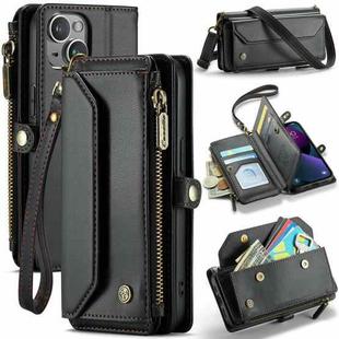 For iPhone 13 mini CaseMe C36 Card Slots Zipper Wallet RFID Anti-theft Leather Phone Case(Black)