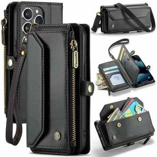 For iPhone 13 Pro CaseMe C36 Card Slots Zipper Wallet RFID Anti-theft Leather Phone Case(Black)