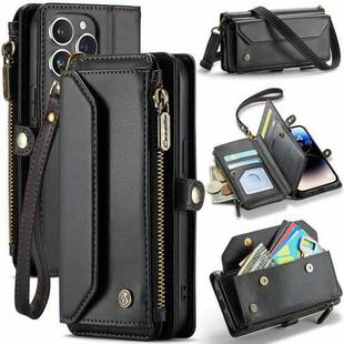 For iPhone 14 Pro CaseMe C36 Card Slots Zipper Wallet RFID Anti-theft Leather Phone Case(Black)