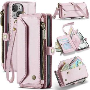 For iPhone 15 CaseMe C36 Card Slots Zipper Wallet RFID Anti-theft Leather Phone Case(Pink)