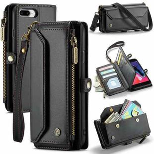 For iPhone 8 Plus / 7 Plus / 6 Plus CaseMe C36 Card Slots Zipper Wallet RFID Anti-theft Leather Phone Case(Black)