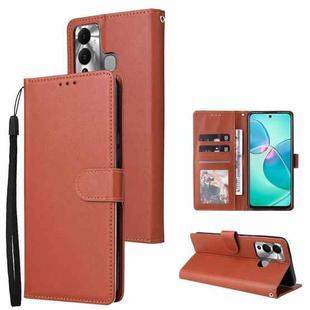 For Infinix Hot 20 Play Multifunctional Horizontal Flip Leather Phone Case with Three Card Slot(Brown)