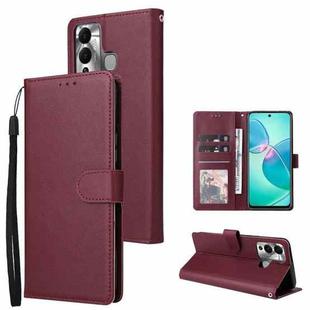 For Infinix Hot 20 Play Multifunctional Horizontal Flip Leather Phone Case with Three Card Slot(Wine Red)