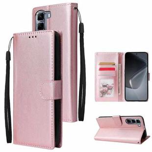 For Infinix Hot 50 5G Multifunctional Horizontal Flip Leather Phone Case with Three Card Slot(Rose Gold)