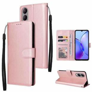 For vivo Y17s 4G Multifunctional Horizontal Flip Leather Phone Case with Three Card Slot(Rose Gold)