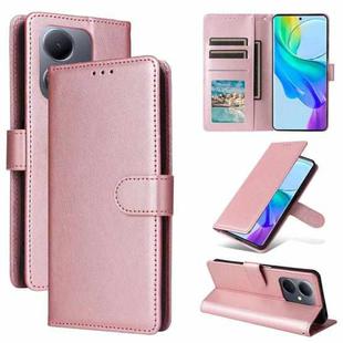 For vivo Y36 4G Global / Y78 Multifunctional Horizontal Flip Leather Phone Case with Three Card Slot(Rose Gold)