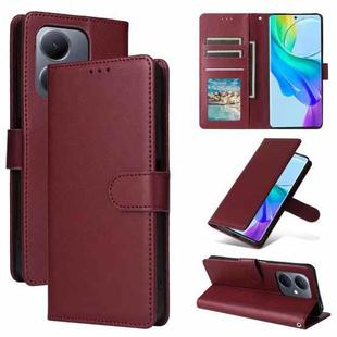 For vivo Y36 4G Global / Y78 Multifunctional Horizontal Flip Leather Phone Case with Three Card Slot(Wine Red)