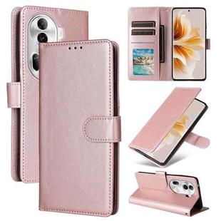 For OPPO Reno11 Pro 5G Global Multifunctional Horizontal Flip Leather Phone Case with Three Card Slot(Rose Gold)