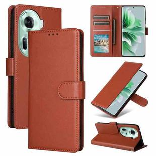 For OPPO Reno11 5G Global Multifunctional Horizontal Flip Leather Phone Case with Three Card Slot(Brown)