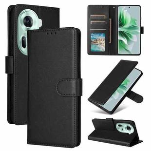 For OPPO Reno11 5G Global Multifunctional Horizontal Flip Leather Phone Case with Three Card Slot(Black)
