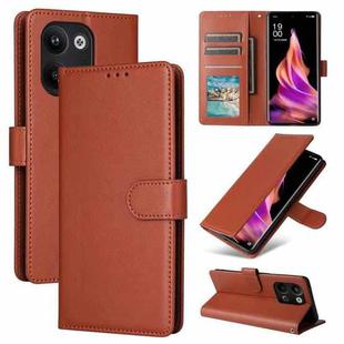 For OPPO Reno9 /9 Pro 5G Multifunctional Horizontal Flip Leather Phone Case with Three Card Slot(Brown)