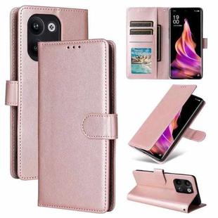 For OPPO Reno9 /9 Pro 5G Multifunctional Horizontal Flip Leather Phone Case with Three Card Slot(Rose Gold)