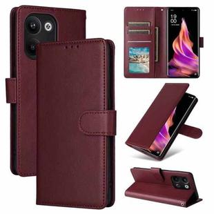 For OPPO Reno9 /9 Pro 5G 3-Card Slots Multifunctional Leather Phone Case(Wine Red)