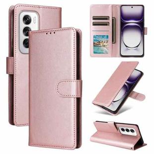 For OPPO Reno12 5G Global Multifunctional Horizontal Flip Leather Phone Case with Three Card Slot(Rose Gold)