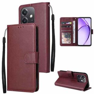 For OPPO A3 4G / 5G Global 3-Card Slots Multifunctional Leather Phone Case(Wine Red)