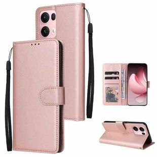 For OPPO Reno13 Pro 5G Global 3-Card Slots Multifunctional Leather Phone Case(Rose Gold)
