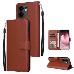 For OPPO Reno13 F 4G / 5G 3-Card Slots Multifunctional Leather Phone Case(Brown)