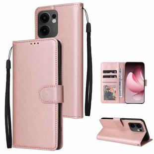 For OPPO Reno13 F 4G / 5G 3-Card Slots Multifunctional Leather Phone Case(Rose Gold)
