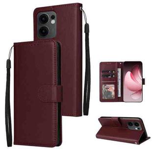 For OPPO Reno13 F 4G / 5G 3-Card Slots Multifunctional Leather Phone Case(Wine Red)