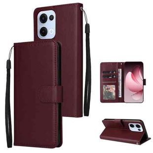 For OPPO Reno13 5G Global 3-Card Slots Multifunctional Leather Phone Case(Wine Red)