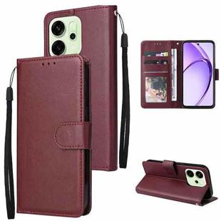For OPPO Reno14 5G Global 3-Card Slots Multifunctional Leather Phone Case(Wine Red)