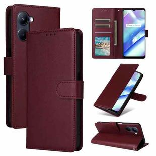 For Realme C33 Multifunctional Horizontal Flip Leather Phone Case with Three Card Slot(Wine Red)