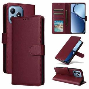 For Realme C63 4G 3-Card Slots Multifunctional Leather Phone Case(Wine Red)