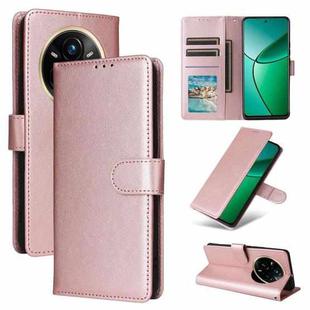 For Realme 14 Pro+ 5G Global 3-Card Slots Multifunctional Leather Phone Case(Rose Gold)