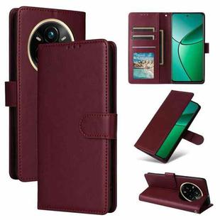 For Realme 14 Pro+ 5G Global 3-Card Slots Multifunctional Leather Phone Case(Wine Red)