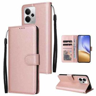 For Realme 14 5G 3-Card Slots Multifunctional Leather Phone Case(Rose Gold)