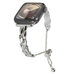 For Apple Watch Series 9 41mm Rhinestone Peacock Metal Bracelet Watch Band(Starlight)