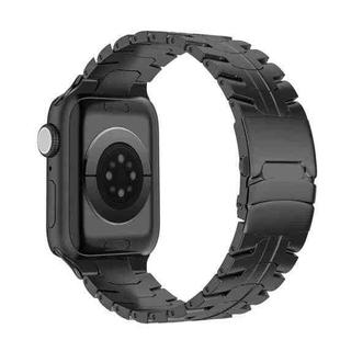 For Apple Watch SE 2023 44mm Double Lock Buckle Turtle Titanium Steel Watch Band(Black)