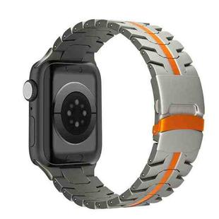 For Apple Watch Series 9 45mm Double Lock Buckle Turtle Titanium Steel Watch Band(Titanium Orange)